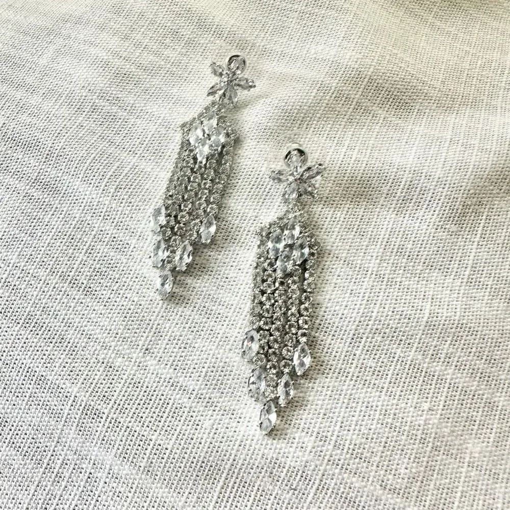 Cubic zirconia flower chandelier earrings